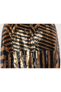 BLACK AND GOLD SEQUIN EMBROIDERED LIGHT DRESS
