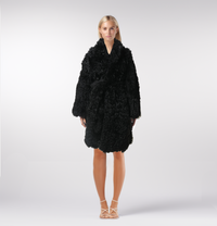 Black Shearling Heavy Mid-Long Winter Coat